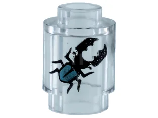 LEGO Brick 1 x 1 Round with Stag Beetle Pattern, Open…
