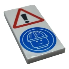 LEGO Tile 2 x 4 with Warning Triangle and Construction Helmet…