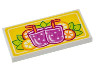 LEGO Tile 2 x 4 with Drinks with Fruits  Pattern