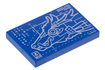 LEGO Tile 2 x 3 with Dragon Head Blueprints Pattern