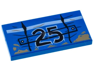 LEGO Fliese 2 x 4 mit '25' und Schlammspritz-Muster
