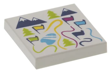 LEGO Tile 2 x 2 with Ski Resort Map Pattern