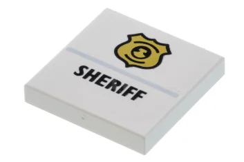 LEGO Tile 2 x 2 with Police Badge and 'SHERIFF' Pattern