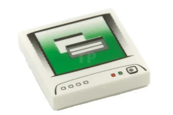 LEGO Tile 2 x 2 with Computer Monitor Pattern (Gray Power…