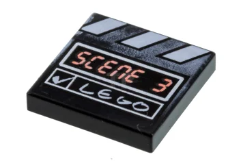 LEGO Tile 2 x 2 with 'SCENE 3' 'LEGO' and Clapperboard…