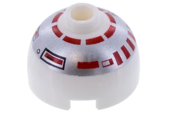 LEGO Ladrillo, redondo de 2 x 2 cúpula con dibujo plateado…