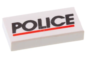 LEGO Tile 1 x 2 with 'POLICE' Red Line Pattern
