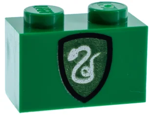 LEGO Brick 1 x 2 with Slytherin Shield Pattern