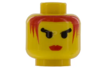 LEGO Kopf Minifigur mit rotem Haar und wütenden Augen Muster