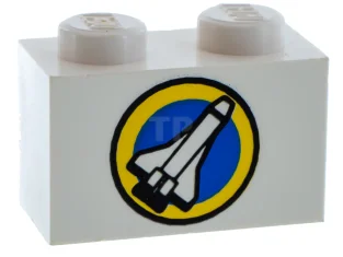 LEGO Brick 1 x 2 with Space Shuttle Pattern