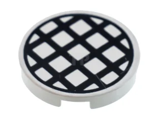LEGO Carreau, rond 2 x 2 avec quadrillage noir à grand…
