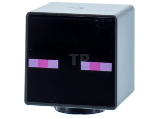 LEGO Figine, tête Cube modifiée avec motif de visage Minecraft Enderman.