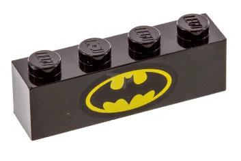 LEGO Brick 1 x 4 with Black Batman Logo in Yellow…