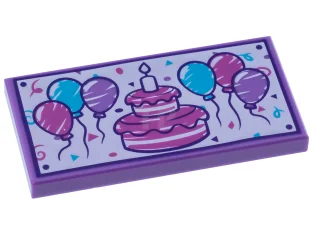 LEGO Baldosa 2 x 4 con globos y dibujo de tarta…