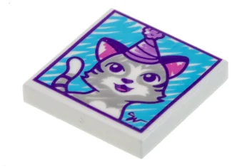LEGO Baldosa 2 x 2 con Dibujo de Gato Fiestero