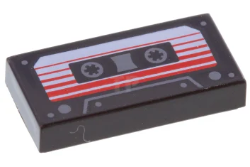 LEGO Tile 1 x 2 with Audio Cassette Pattern