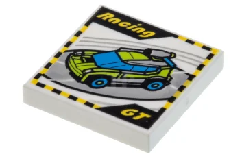LEGO Tile 2 x 2 with Race Car Video Game Pattern