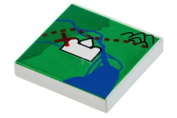 LEGO Tile 2 x 2 with Map Orient India Pattern