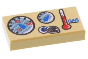 LEGO Tile 1 x 2 with Car Gauges Pattern