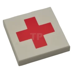 LEGO Tile 2 x 2 with Red Cross Pattern