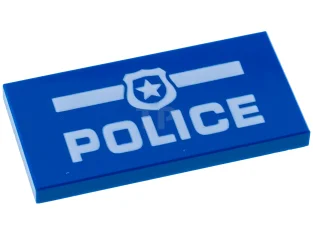 LEGO Tile 2 x 4 with 'POLICE' Badge Pattern