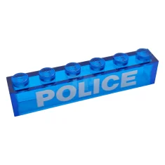 LEGO Brick 1 x 6 without Bottom Tubes with White 'POLICE'…