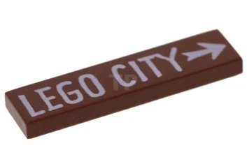 LEGO Tile 1 x 4 with 'Lego City -->' Pattern