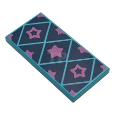 LEGO Tile 2 x 4 with Diamonds Outline and Stars Pattern