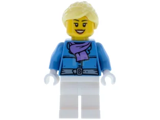 LEGO Femme, jambes blanches, parka avec écharpe lavande moyenne, queue de…