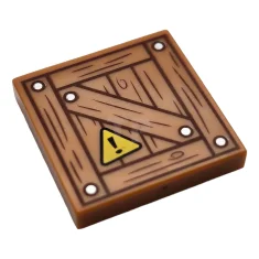 LEGO Tile 2 x 2 with Crate and Yellow Warning Triangle…