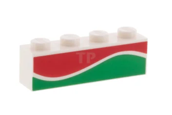 LEGO Brick 1 x 4 with Red and Green Waves (Octan…