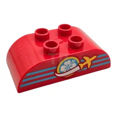 LEGO DUPLO Brick 2 x 4 Curved Top with Airplane Pattern