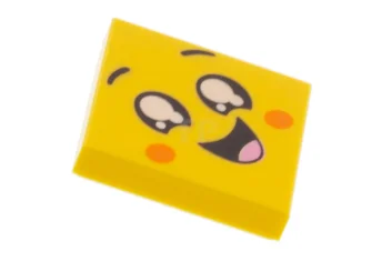 LEGO Tegel 2 x 2 met Gezicht, Glimlachende Open Mond, Zwarte…