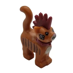 LEGO Gato, de pie, con mohicano rojo oscuro y collar, vendas…
