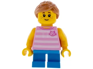 LEGO Girl, Bright Pink Striped Top with Cat Head, Dark Azure…