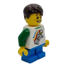 LEGO Bambino con minifigure spaziali classiche che galleggiano