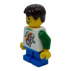 LEGO Bambino con minifigure spaziali classiche che galleggiano