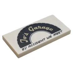 LEGO Tile 2 x 4 with 'Jo's Garage' and 'BY ACCIDENT…
