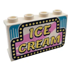 LEGO Panel 1 x 4 x 2 with 'ICE CREAM' Pattern