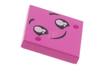 LEGO Tile 2 x 2 with Groove with Face, Smile, Black…