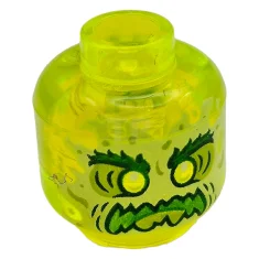 LEGO Minifigur, Kopf Alien Ghost mit gelblich-grünem Gesicht, buschigen Augenbrauen, Wut…