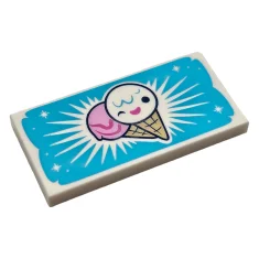 LEGO Baldosa 2 x 4 con dibujo de cucurucho de helado