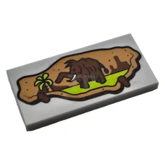 LEGO Tile 2 x 4 with Stone and Mammoth Pattern