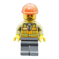 LEGO Light Orange Safety Vest, Dark Bluish Gray Legs, Red Construction…