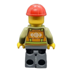 LEGO Light Orange Safety Vest, Dark Bluish Gray Legs, Red Construction…