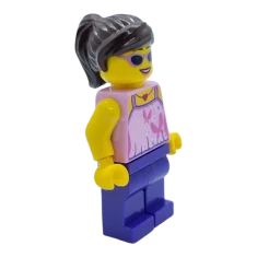 LEGO Ragazza, top rosa acceso con farfalle e fiori, gambe viola…