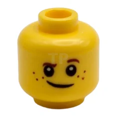 LEGO Kopf-Minifigur mit Sommersprossen und schiefem Lächeln
