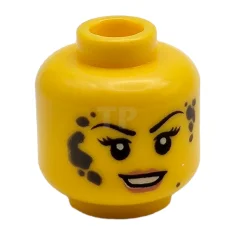 LEGO Minifigur, Kopf beidseitig weiblich Schwarze Augenbrauen, pfirsichfarbene Lippen, Grinsen /…