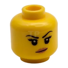 LEGO Minifigur, Kopf beidseitig weiblich Schwarze Augenbrauen, pfirsichfarbene Lippen, Grinsen /…