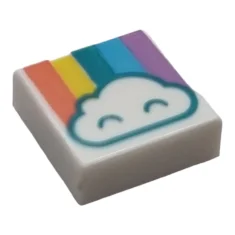 LEGO Tile 1 x 1 with Cloud and Rainbow Pattern
